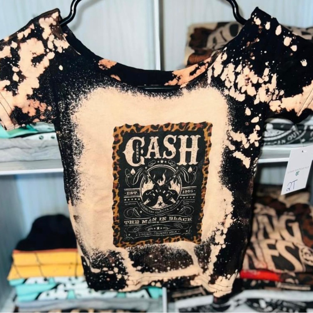 Toddler slouch shoulder Johnny cash Tee- T-dress(size up)